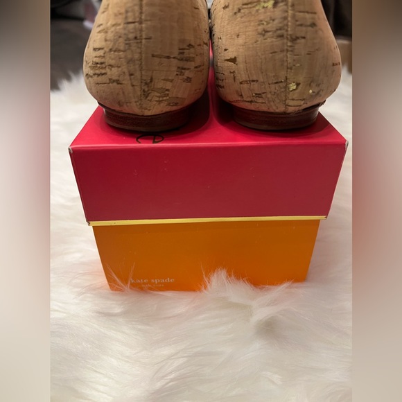 Kate Spade New York Elina Ballet Gold Cork & Orange Patent Leather Flats Size 8 - Picture 6 of 6